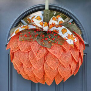 Farmhouse Pumpkin Wreath For Front Door